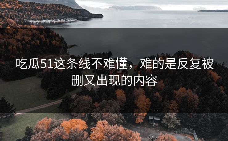 吃瓜51这条线不难懂，难的是反复被删又出现的内容